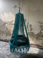 Actual photo of the 40 inch sea green macrame swing jhula hanging