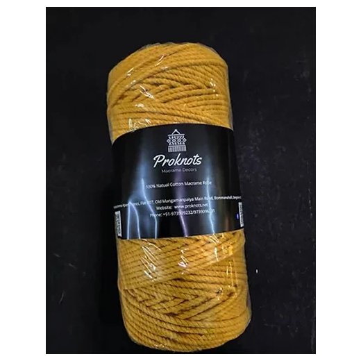 Macrame Cord Mustard Yellow 4 mm 3ply Twisted