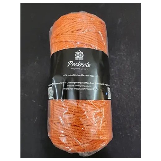 Macrame Cord Orange 4 mm 3ply Twisted