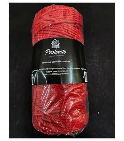 Macrame Cord Red 4 mm 3ply Twisted