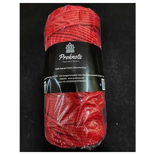 Macrame Cord Red 4 mm 3ply Twisted