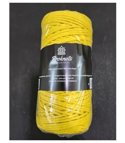 Macrame Cord Yellow 4 mm 3ply Twisted