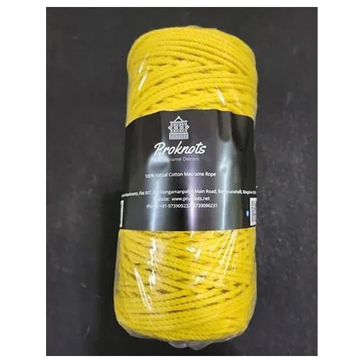 Macrame Cord Yellow 4 mm 3ply Twisted