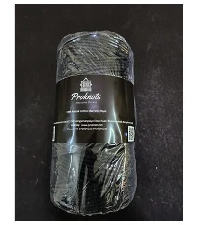 Macrame Cord Black 4 mm 3ply Twisted