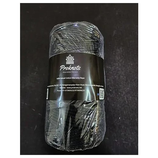 Macrame Cord Black 4 mm 3ply Twisted