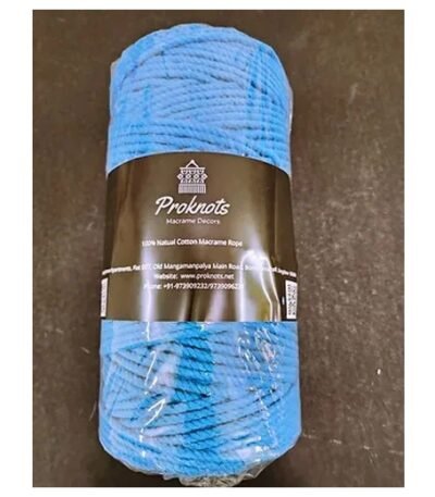 Macrame Cord Blue 4 mm 3ply Twisted