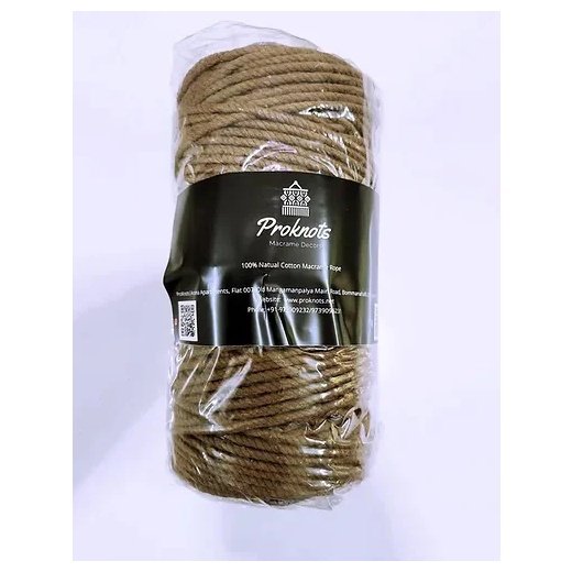 Macrame Cord Brown 4 mm 3ply Twisted
