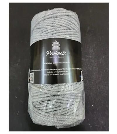 Macrame Cord Grey 4 mm 3ply Twisted