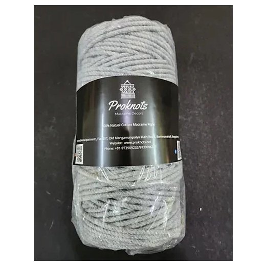 Macrame Cord Grey 4 mm 3ply Twisted