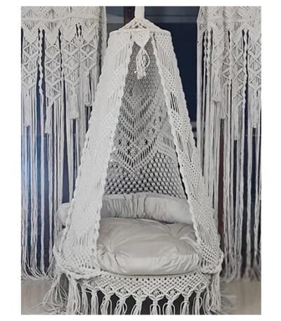 Handmade White Macramé Swing
