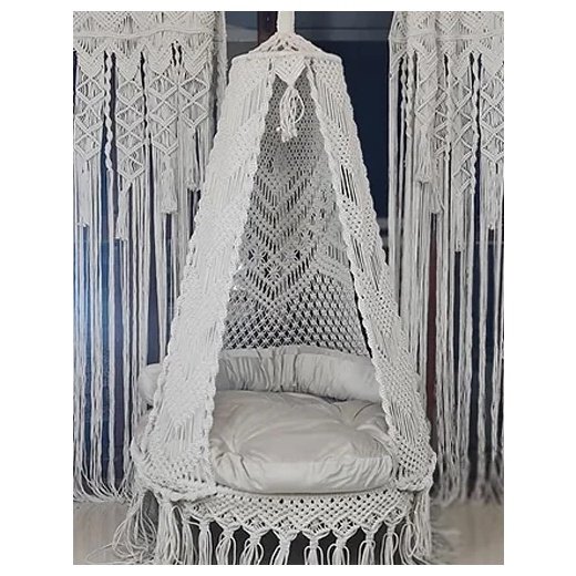 Handmade White Macramé Swing