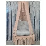 Peach Macramé Swing with White Cushion – Multiple Sizes