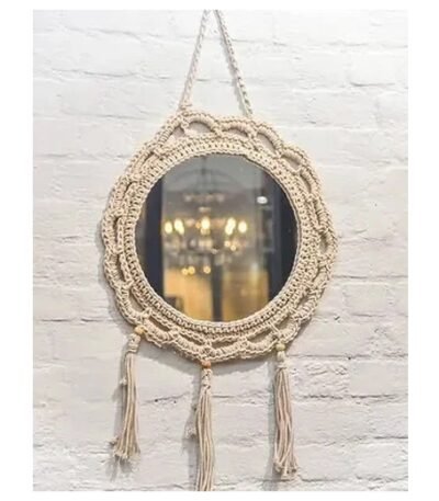 Handcrafted Macrame Mirror with Tassels