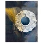 Handcrafted Macrame Mirror with Flower Pattern