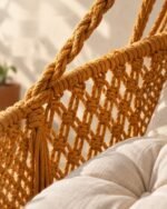 Hand-knotted mustard cotton macrame rope and braided hanging cord of a ProKnots swing