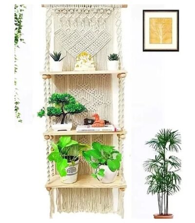 Macrame Shelf Wall Hanging-Three Tier