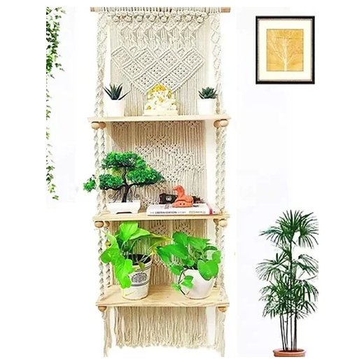 Macrame Shelf Wall Hanging-Three Tier